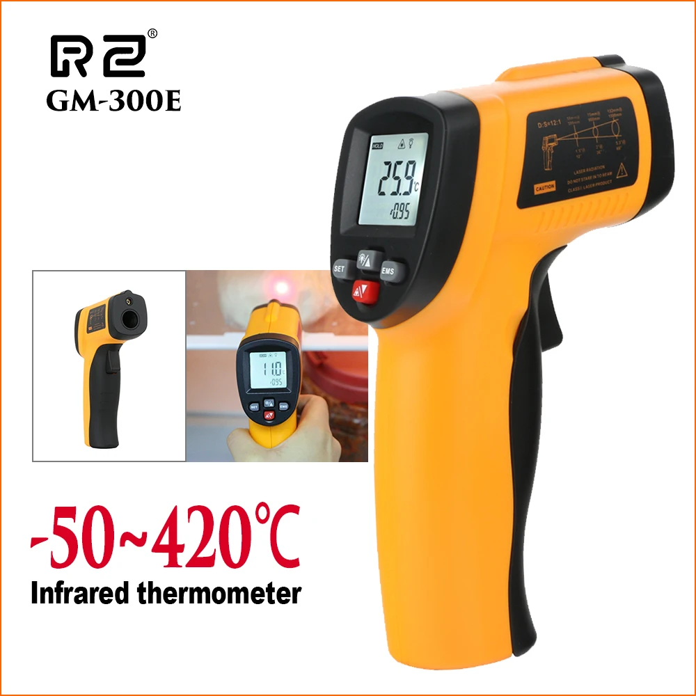 

RZ Digital Laser Infrared Thermometer Gun Non Contact Infrared Thermometer Temperature Gun ir Industrial Outdoor Thermometer