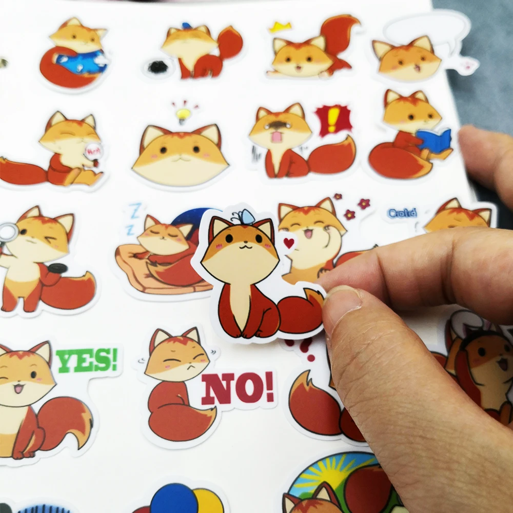 

20/40pcs Cartoon Cute Baby Fox Sticker Diary Sticker Scrapbook Decoration PVC Stationery Sticker Random Not Repeat