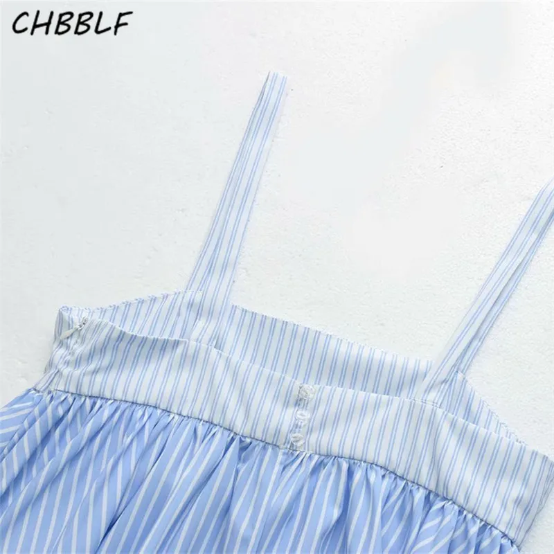 CHBBLF women striped short style camis blouse sleeveless backless pleated tops side zipper female chic shirts BGB9099 | Женская одежда
