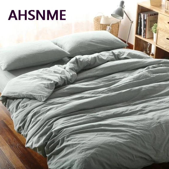 

AHSNME 100% Cotton Bedlinen Super Soft Bedclothes Bedcover Cool Summer Light Dark Green Duvet Cover comforter bedding sets