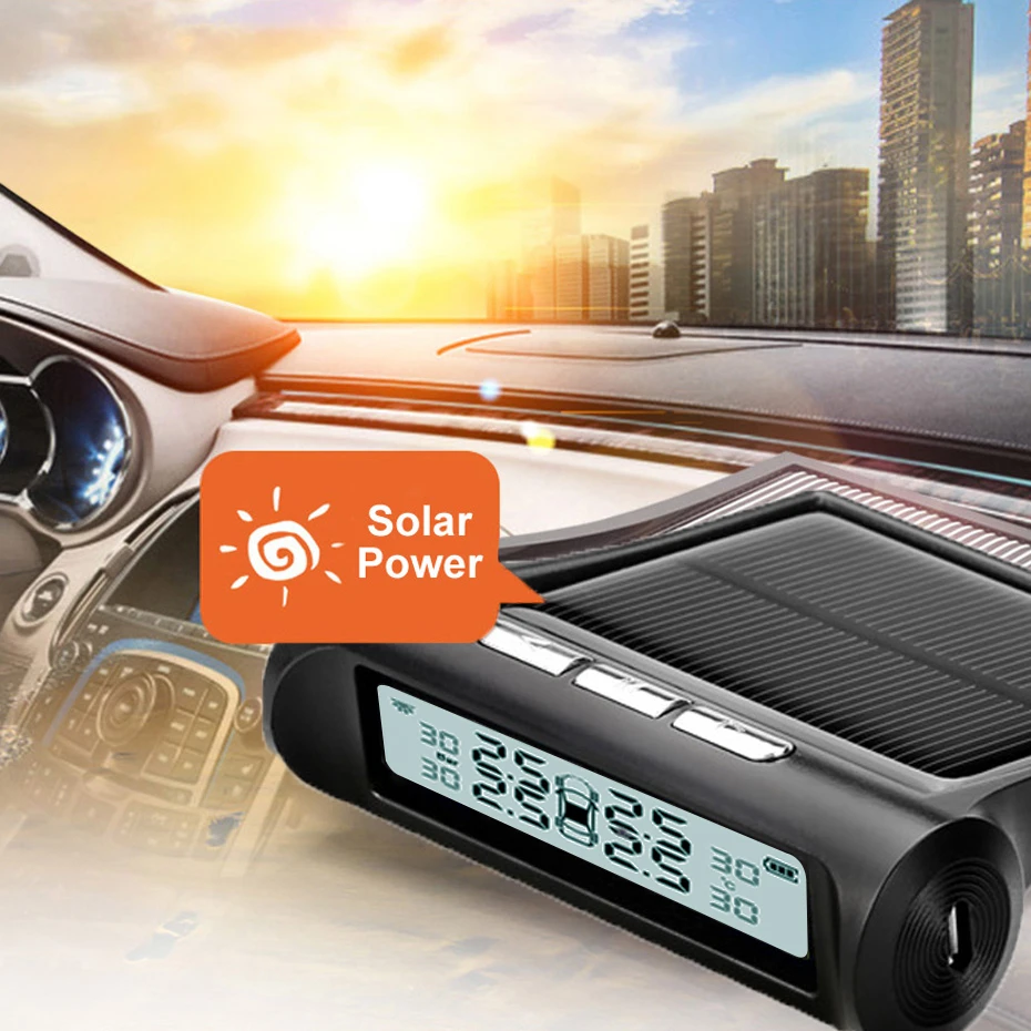 Система контроля давления в шинах TPMS на солнечной батарее 4 колеса