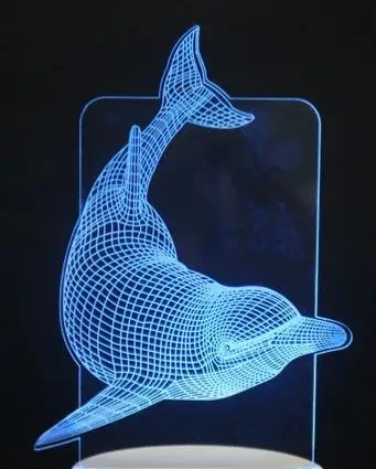 dolphin 3D светодиодный ночник Единорог Лошадь 7 цветов Изменение сенсорный переключатель голограмма атмосфера Новинка лампа для украшения дома визуальный подарок - Испускаемый цвет: dolphin