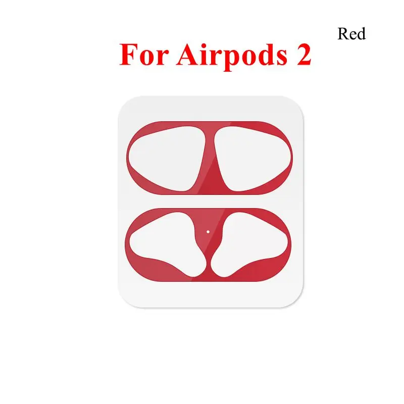 Red For Airpods 2 Металлическая пыль гвардии для Airpods 2 чехол Bluetooth Беспроводной наушники чехол пылезащитное ультра-тонкий металлический для Airpods фильм Стикеры - Цвет: Red For Airpods 2