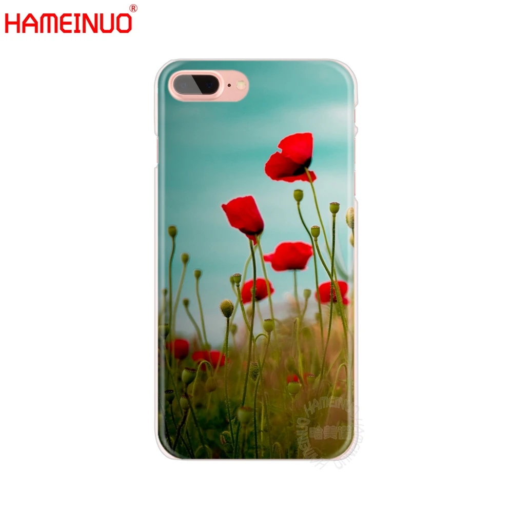 HAMEINUO чехол для сотового телефона с красным рисунком мака и цветами iphone X 8 7 6 4