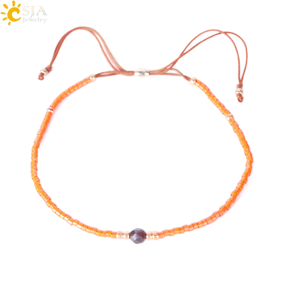 CSJA Оранжевые Браслеты Miyuki Delica браслеты из коричневой веревки крошечные нитки