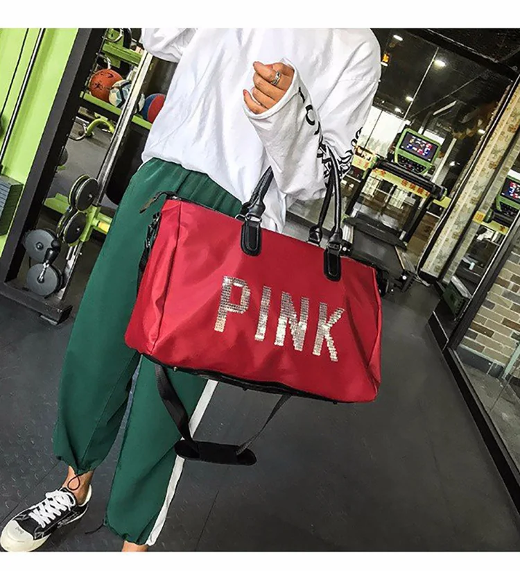 WOBAG Мужская черная Дорожная сумка, модная розовая сумка на плечо с блестками, женская сумка, женская переносная сумка на выходные, водонепроницаемая сумка для стирки