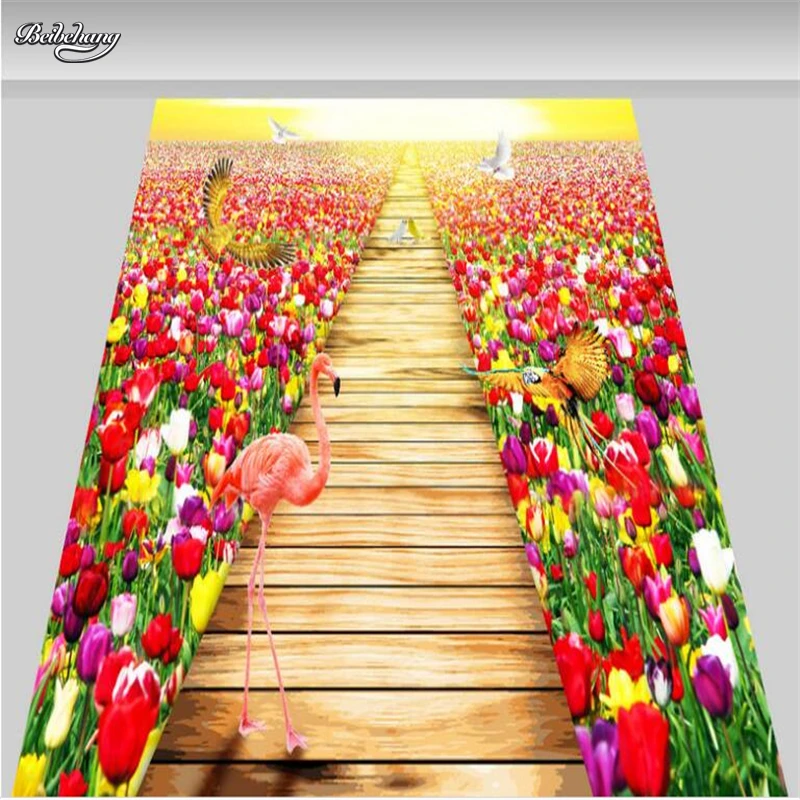 3D пленка для пола водонепроницаемая из ПВХ большой Фреска тюльпан морской Рай
