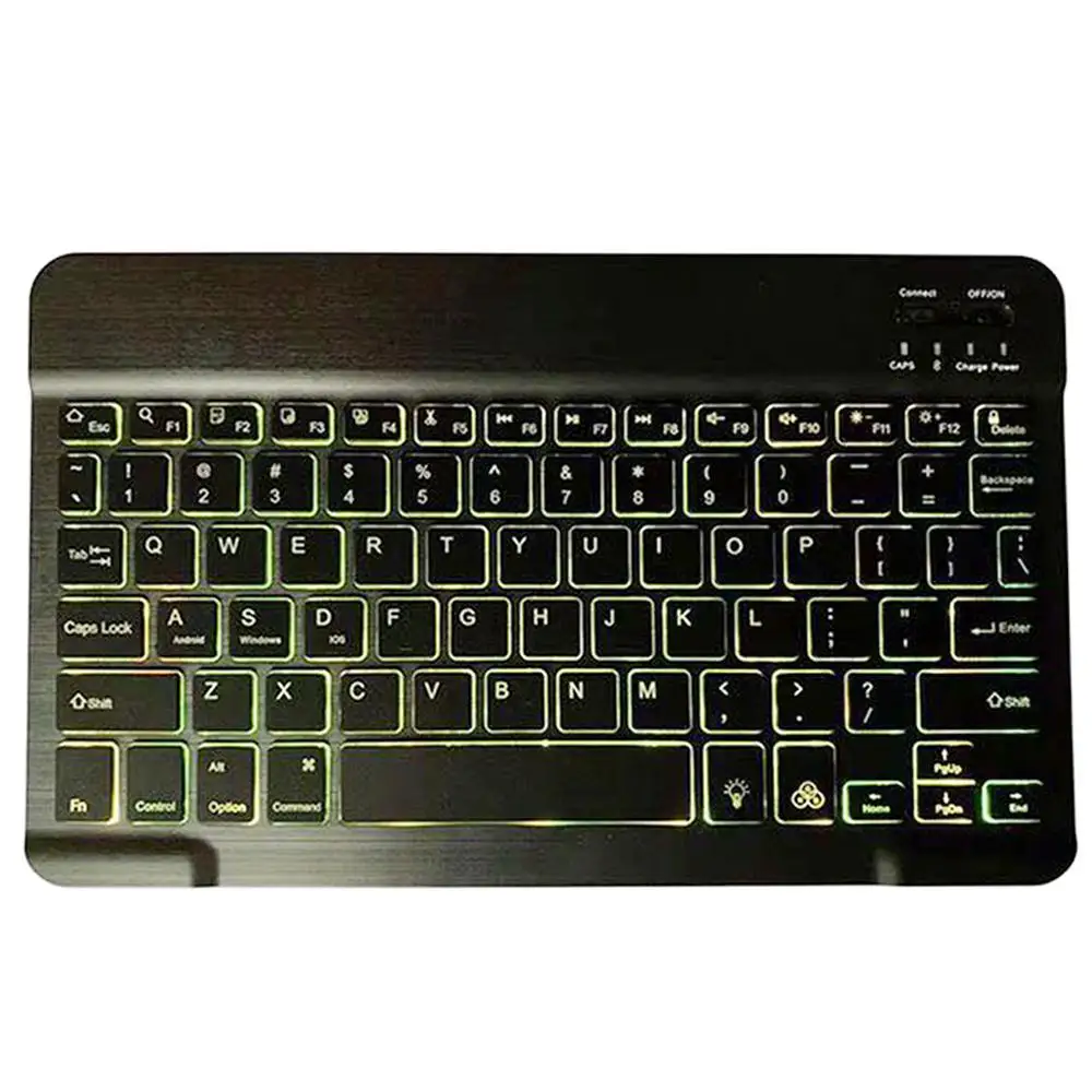 Only Black Keyboard Чехол для samsung Galaxy Tab A A6 10,1, чехол для клавиатуры T580 T585, SM-T580, чехол для SM-T585, 7 видов цветов с подсветкой, bluetooth-клавиатура - Цвет: Only Black Keyboard
