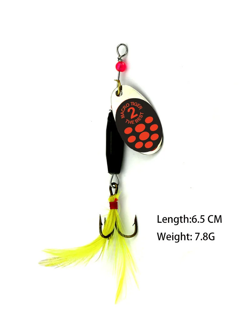 RED dot dressed treble hook inline spinner Bait black fury Fishing Lure Bass salmon trout musky Fly Sequins Pesca Carp | Спорт и
