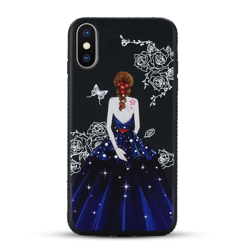 Heyjingles юбка для девочек чехол Apple IPhone х задняя крышка iPhone 6 7 8 плюс горный хрусталь
