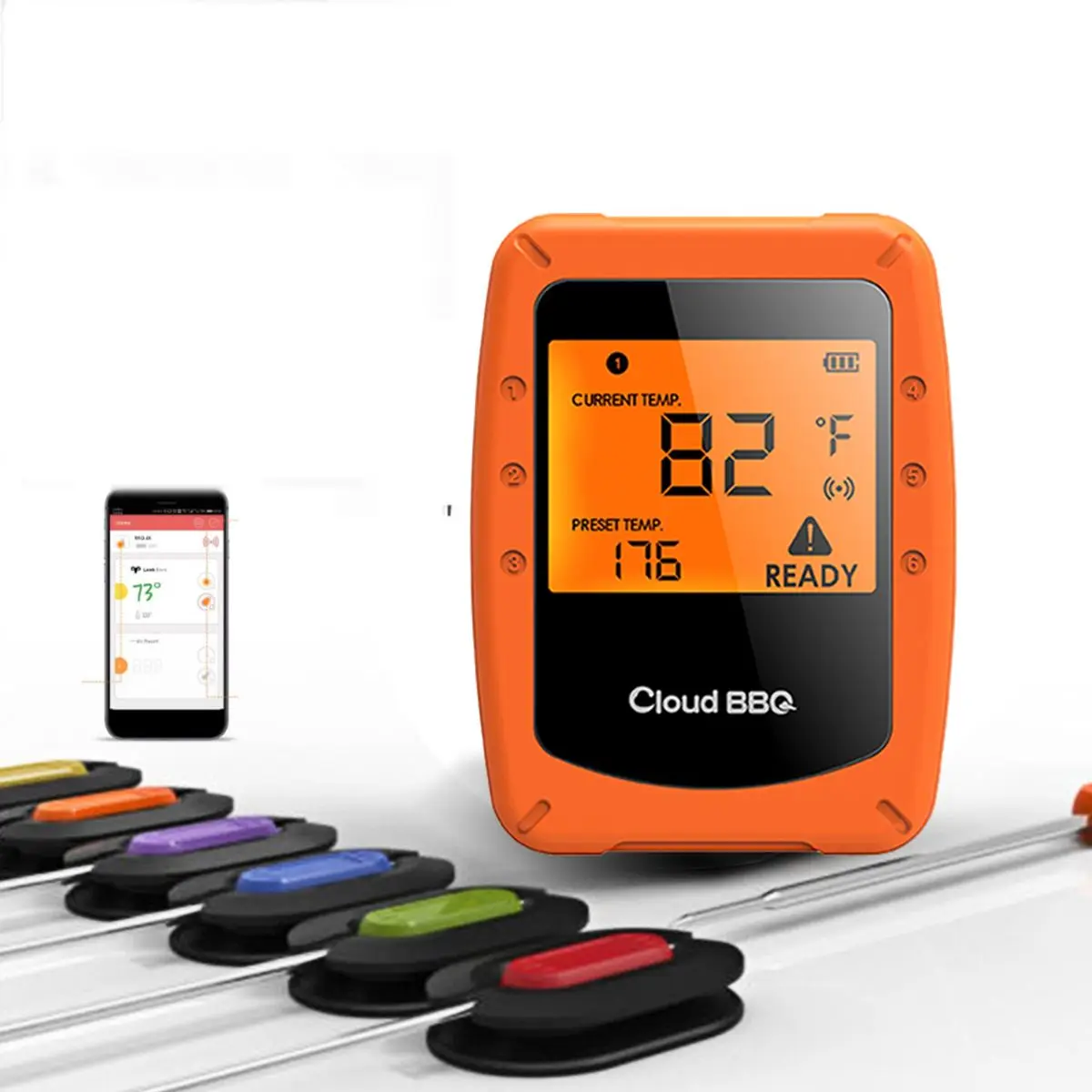 C set 4,0 беспроводной цифровой bluetooth термометр для барбекю с 6 зондами контроль приготовления пищи таймер Духовка Гриль Термометр кухонный инструмент - Цвет: C set