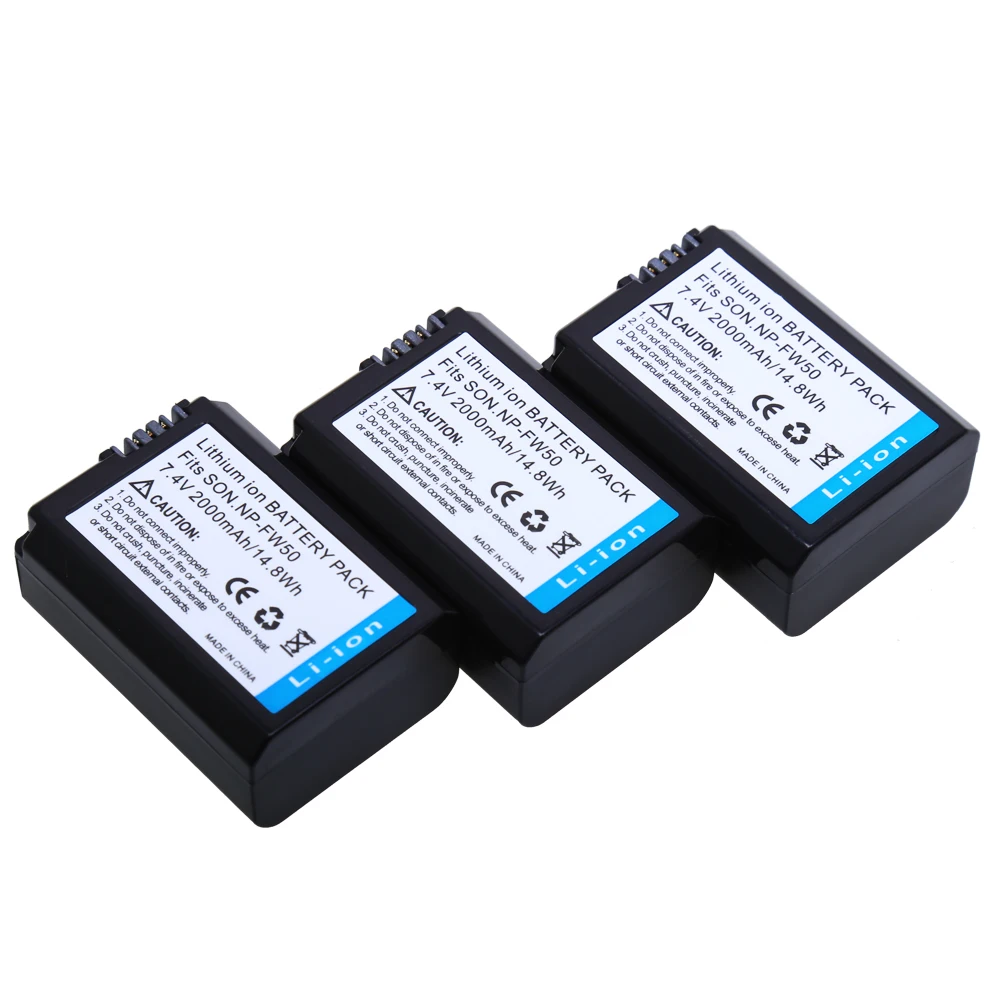 

2pcs 2000mAh NP-FW50 NPFW50 Battery for Sony Alpha A33 NEX-7 NEX-C3 NEX-5 SLT-A55 FREE SHIPPING