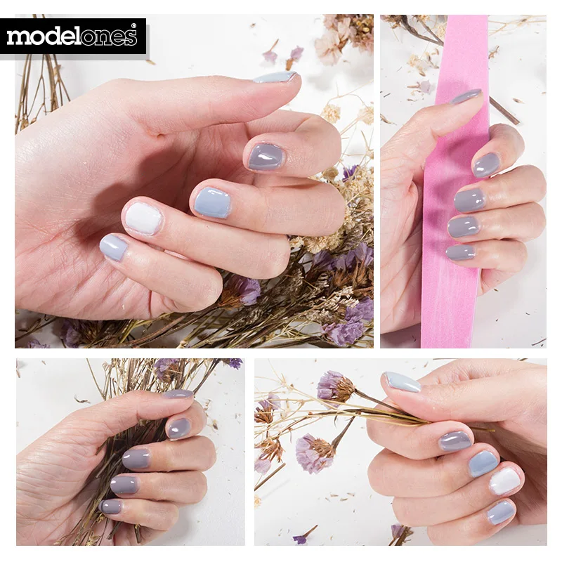 Modelones 12 шт./лот телесного цвета Серый цвет серии УФ лака набор Soak Off французский