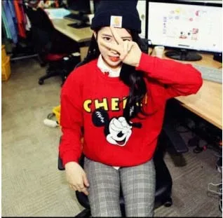 2014 New Autumn Women Lady Printed mickey Sweatshirt Hoody Hoodies Tracksuits Pullovers Sport Suit Tops Outerwear For Woman | Женская