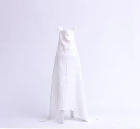 White Муслиновый хлопковый детский банный халат с капюшоном, банное полотенце, мягкое детское Хлопковое одеяло, впитывающее, высыхающее, пляжное полотенце, мочалка - Color: White
