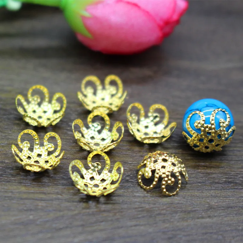 Оптовая продажа 200 шт. позолоченные/серебряные полые цветочные свободные