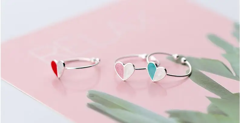 RYOUCUTE Настоящее серебро 925 пробы ювелирные изделия Модные большие красочные кольца в форме сердца для женщин Bijoux эффектное античное кольцо Anillos
