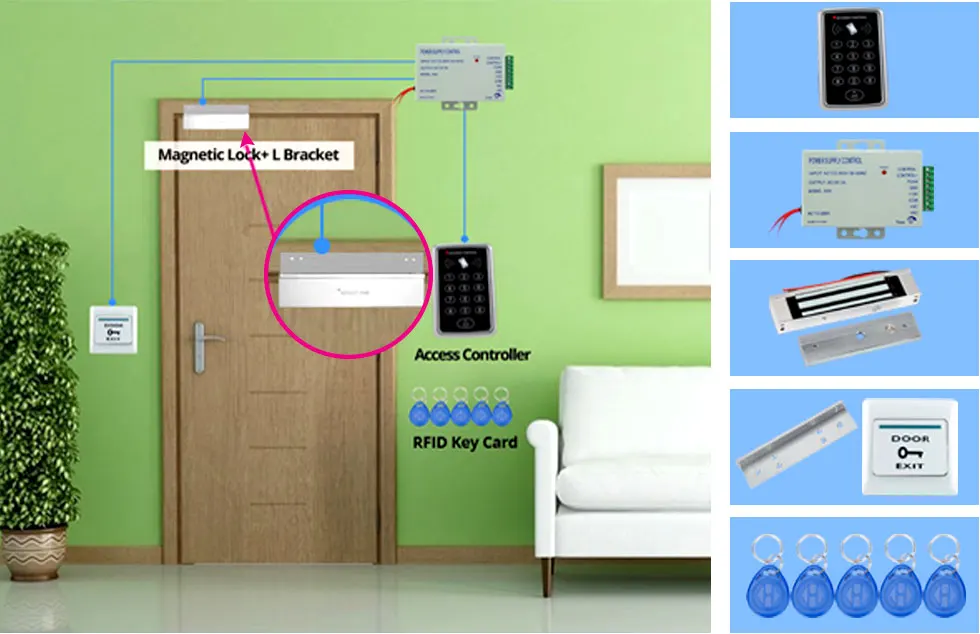 Водонепроницаемый rfid-контроллер доступа T11+ Электрический замок управления+ источник питания 3а/12 В+ кнопка выхода+ 5 ключей+ дверной держатель+ кронштейн