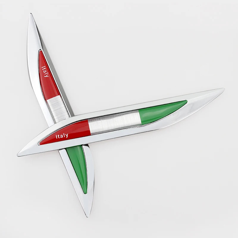 New Car Sticker Salix Leaf Shape Italian Flag Metal Side Blade Fender Vinyl Decal Refitting Styling Accessory | Автомобили и