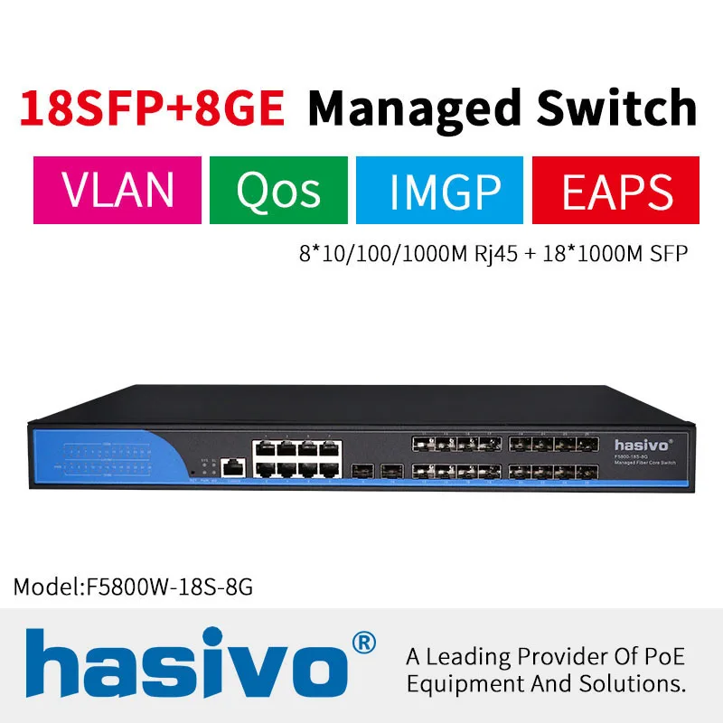16SFP 8GE волоконный управляемый коммутатор ethernet гигабитный 16-портовый SFP 8-портовый