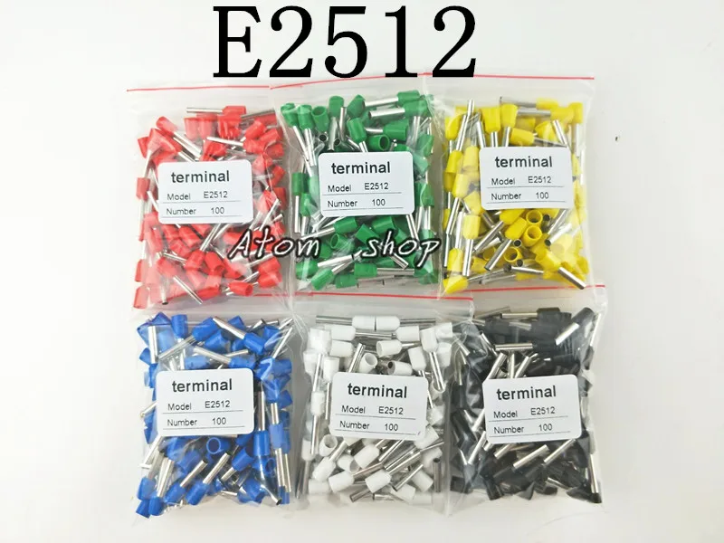 100 шт. E2512 14 AWG 2.5mm2 изолированный конец шнура клеммный блок провода наконечники
