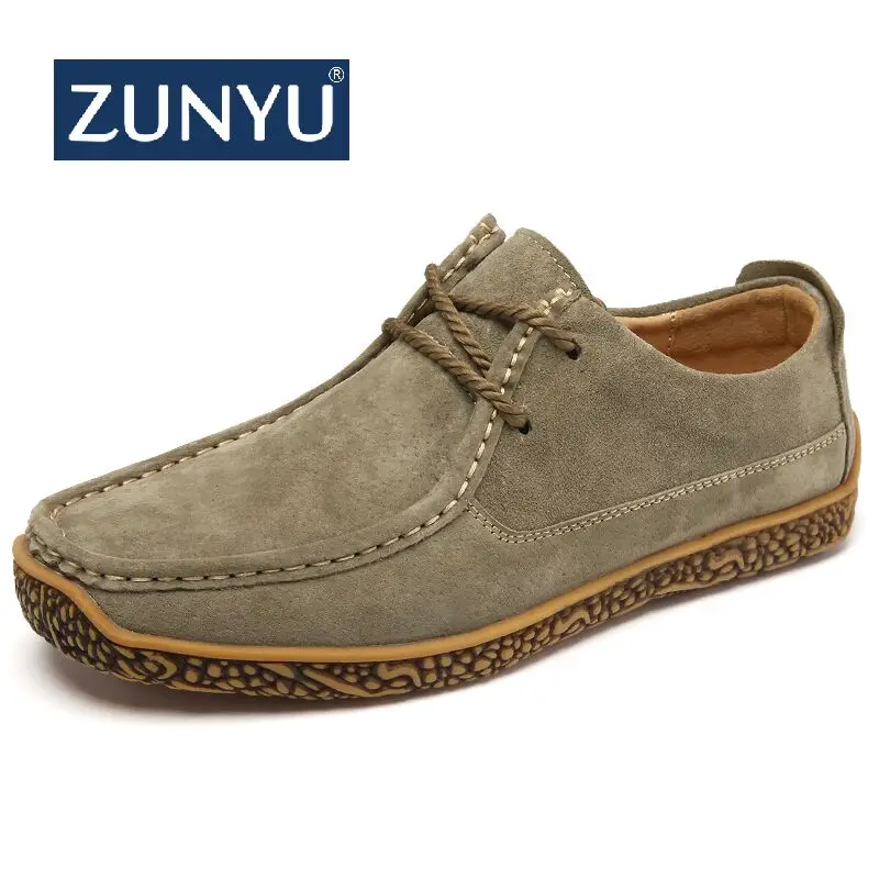 ZUNYU/Новая Осенняя Повседневная обувь мужская кожаная на плоской подошве шнуровке