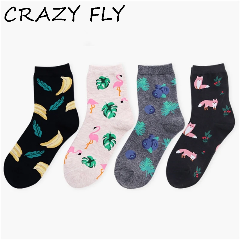 Магазин Crazy Fly женские милые носки с тропическими растениями листочками и