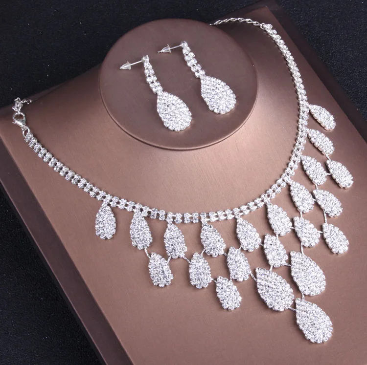 Кристально чистый Joias Nupcial Do Casamento определение Mulheres Pageant Prom Acessorios de Noiva Tiara Brincos |