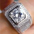 Роскошное классическое винтажное мужское кольцо GALAXY, обручальное кольцо с настоящим покрытием s925 8 мм бриллиантом, Размер 891011