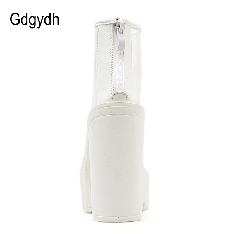 Женские вечерние ботильоны Gdgydh белые из ПВХ на платформе и высоком каблуке с