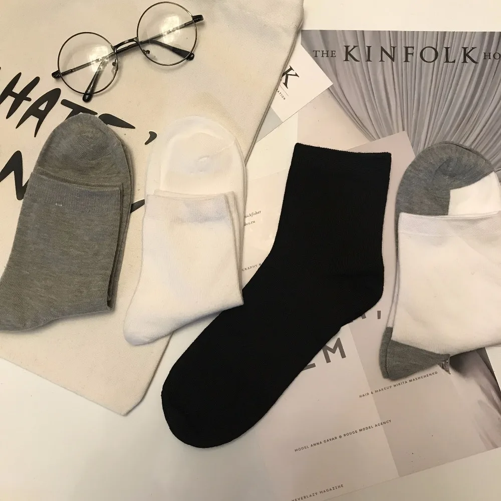 Spring Summer Men Socks Mens Sokken Ankle Short Sock Calcetines Hombre Socken Chaussettes Homme Coton White Black Grey | Мужская одежда