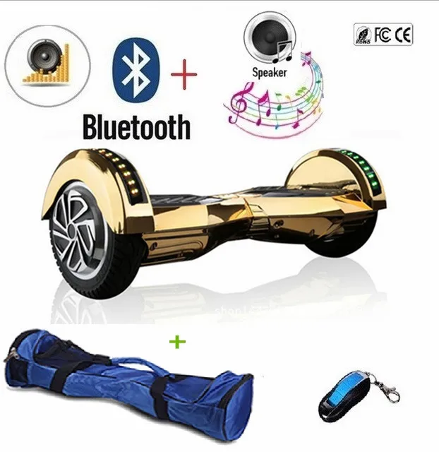 Chrome Гувер доска два Колёса Bluetooth ХОВЕРБОРДА 8 дюймов свет самокат электрический