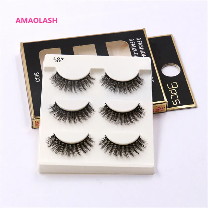 AMAOLASH 3 Пары ресниц 3D накладные ресницы A07 искусственные натуральные