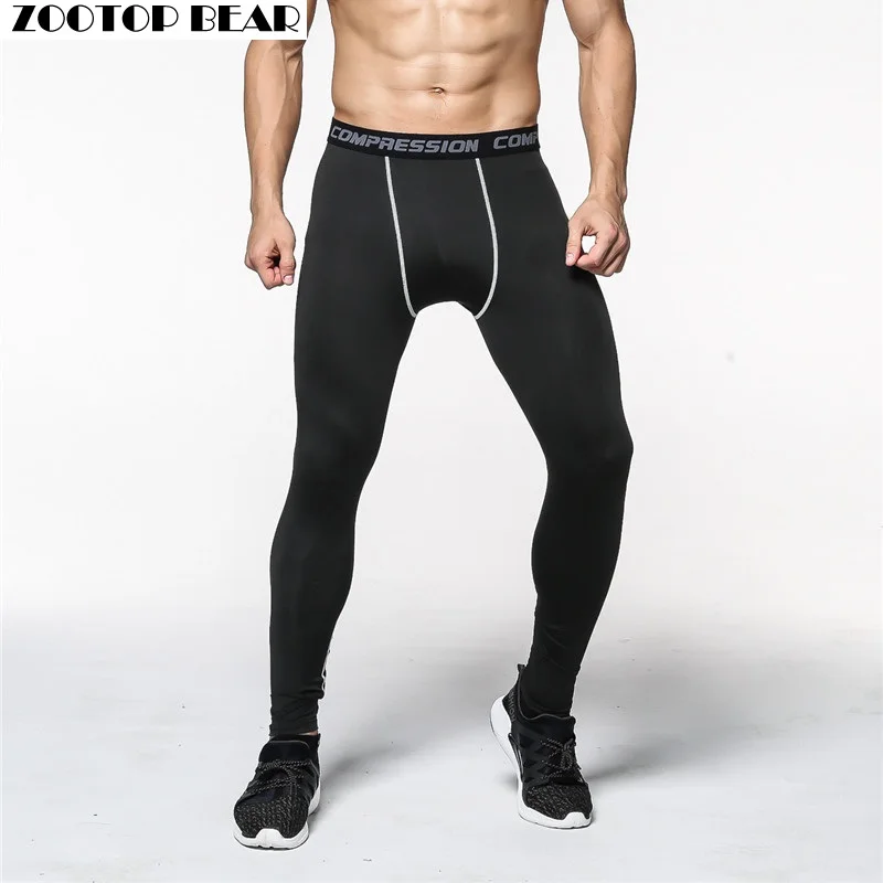 Мужские компрессионные штаны эластичные для бодибилдинга быстросохнущие
