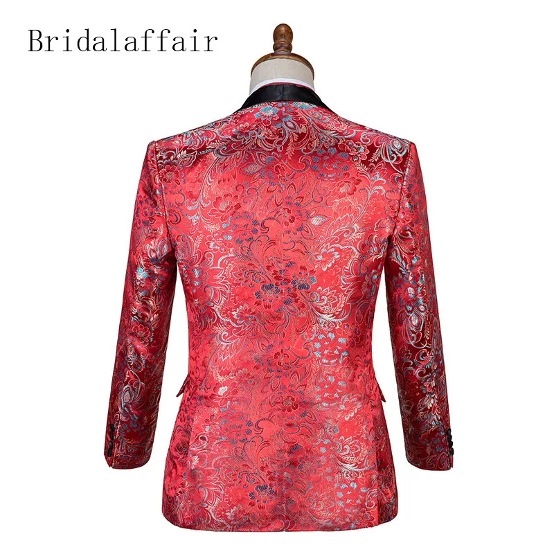 Мужские костюмы Bridalaffair Красный смокинг жениха с отложным воротником для