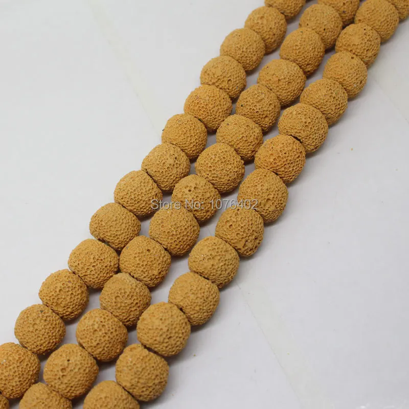 

Mini. order is $7! 10mm Yellow Volcanic Lava Stone Round Loose Beads 15"