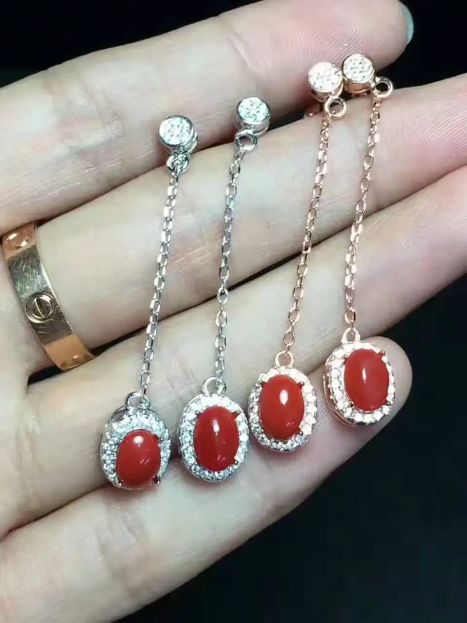 Серьги подвески из серебра 925 пробы с натуральным красным кораллом|jewelry earrings|jewelry