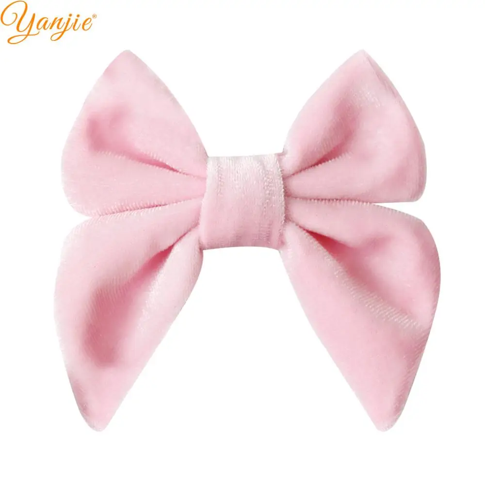 light pink 12 шт./лот, гладкие бархатные заколки для волос " с бантом для девочек, год, подарок на день рождения, для детей, сделай сам, бархатная повязка на голову с бантом, аксессуары для волос для девочек - Цвет: light pink