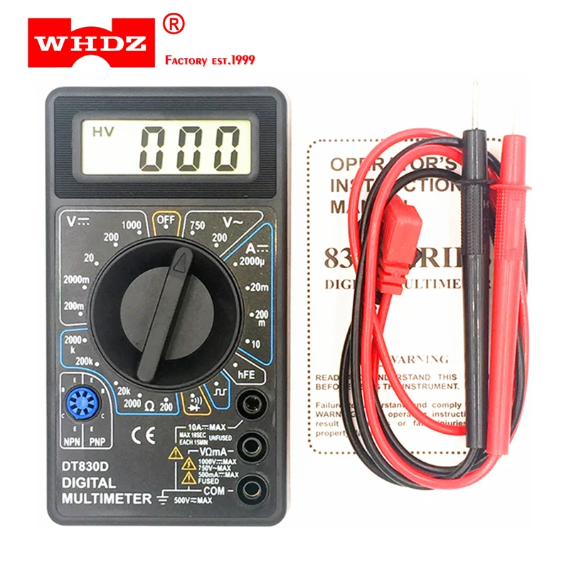 WHDZ DT 830D Мини цифровой мультиметр с зуммером защита от перегрузки защитное