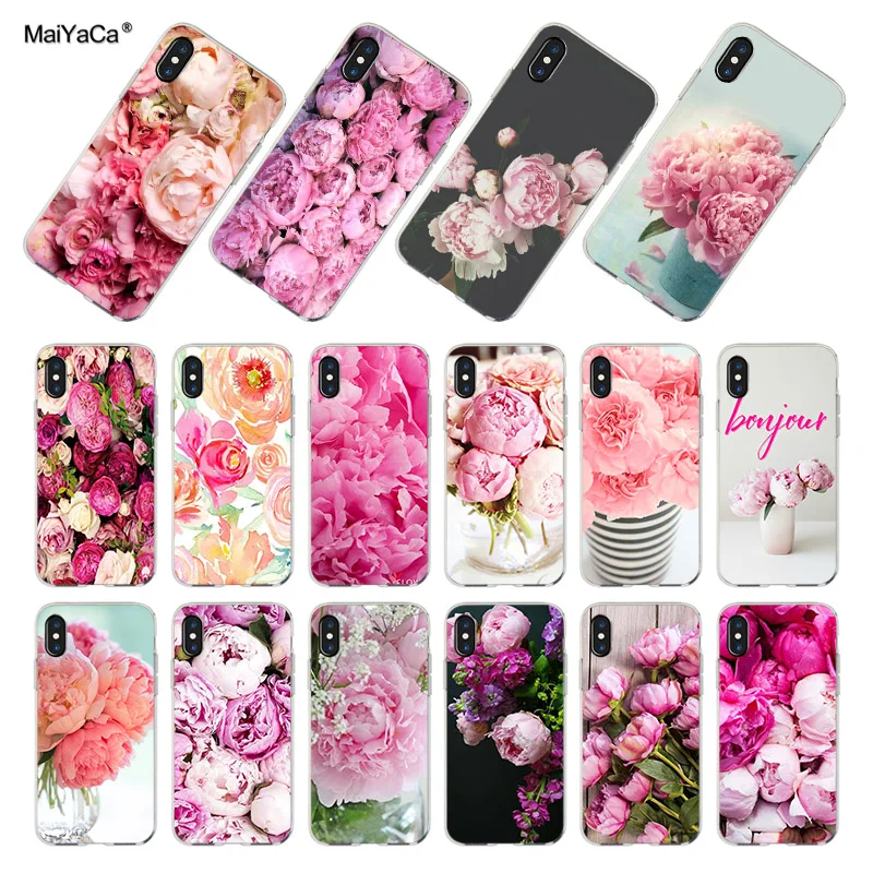 Для iphone 12 7X6 XR XS MAX чехол цветок розовый Пионы Пион Чехол для мобильного телефона