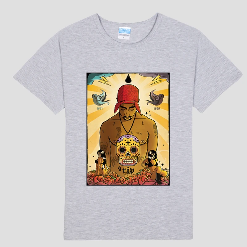 Американский рэппер 2pac Музыкальная тема мужская с коротким рукавом Футболки