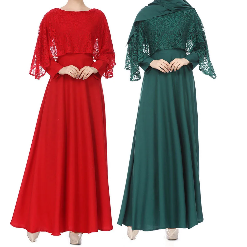 Женский мусульманский Кафтан абайя jilbaw длинный рукав кружева Длинное Макси