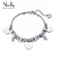bohemian style heart charm bracelets for women stainless steel beads popcorn chain boho crystal bracelet jewelry party gift 2020