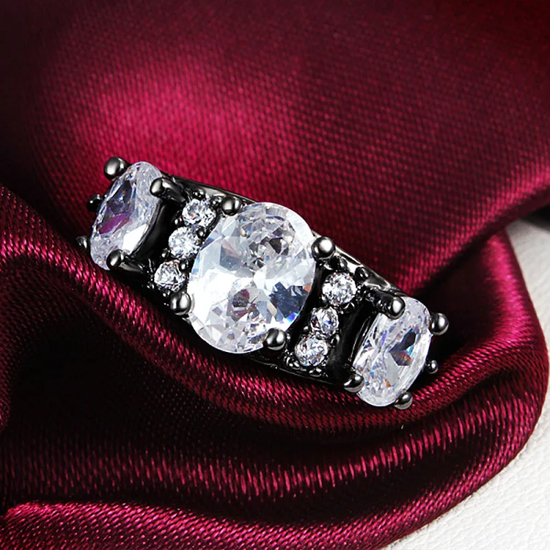 Винтажное голубиное яйцо с цирконием обручальные кольца для женщин Черное