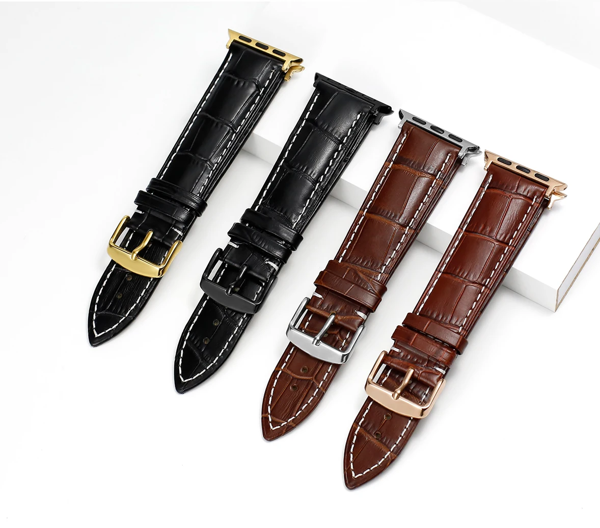 Carouse Watch Accessories Calf Genuine Leather Strap For Apple Watch Band 42mm 38mm Series 4/3/2/1 iWatch 44mm 40mm Watchband