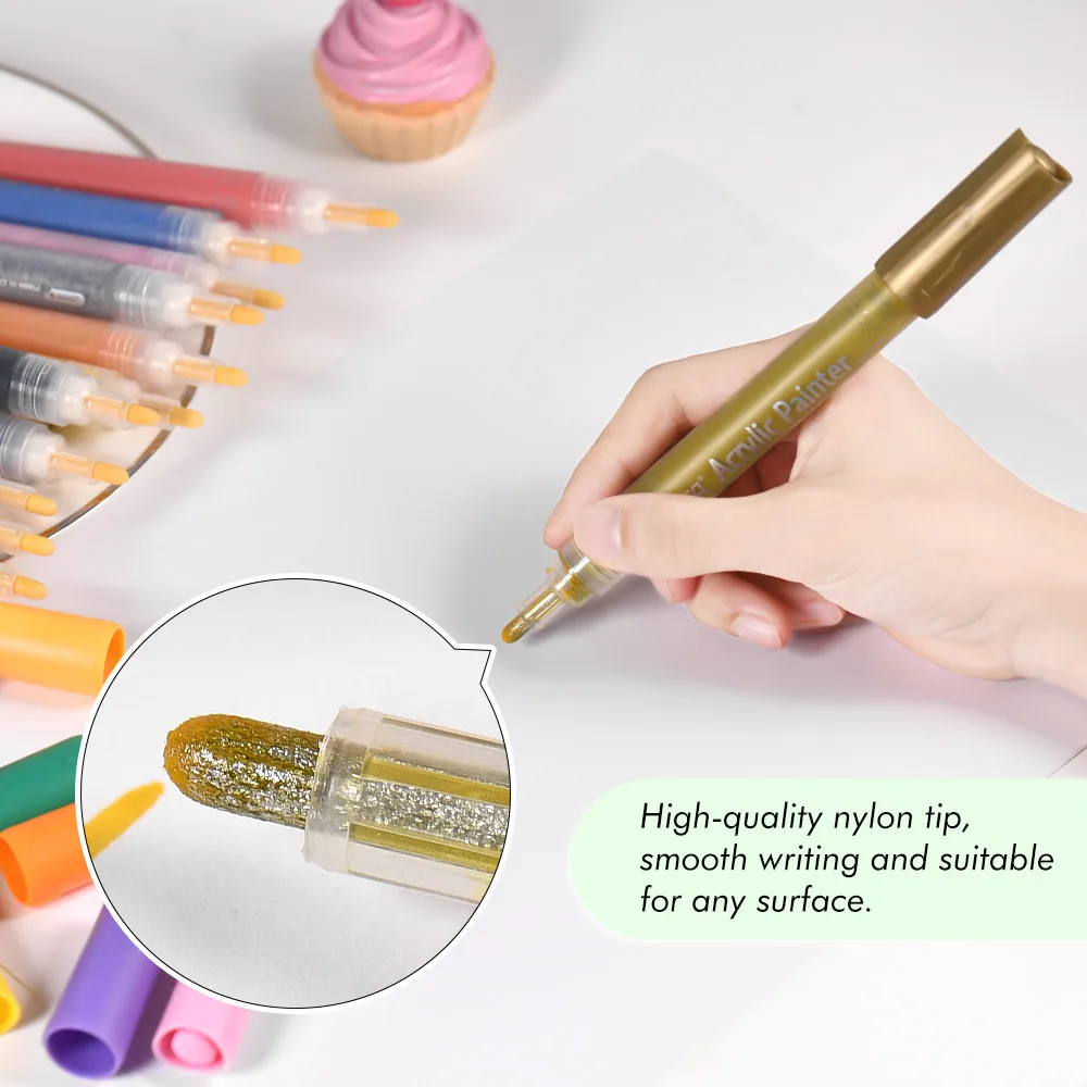 24 /12Colors Marker Acrylic Painter Colorful Marking Pen Highlighter Permanent Candy Color for DIY Drawing Supplies | Канцтовары для