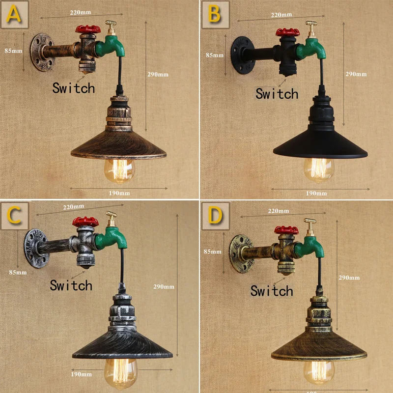 Лампа для труб в стиле лофт индивидуальный настенный светильник ретро с водяным