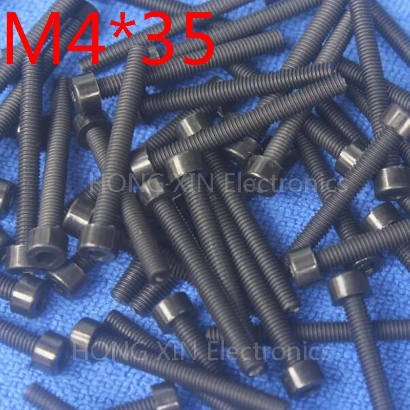 Черные нейлоновые винты с внутренней шестигранной головкой M4 * 35 пластиковые