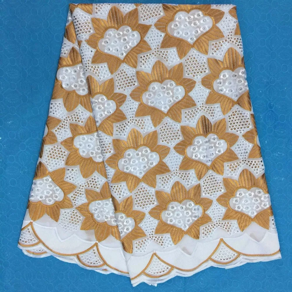 Big African Swiss Voile Lace High Quality Eyelet Cotton Material Latest Fabric With Stones | Дом и сад