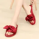 Шлепанцы женские повседневные, сланцы для пляжа, сандалии с бантом, плоская подошва, модные тапочки, лето 2022